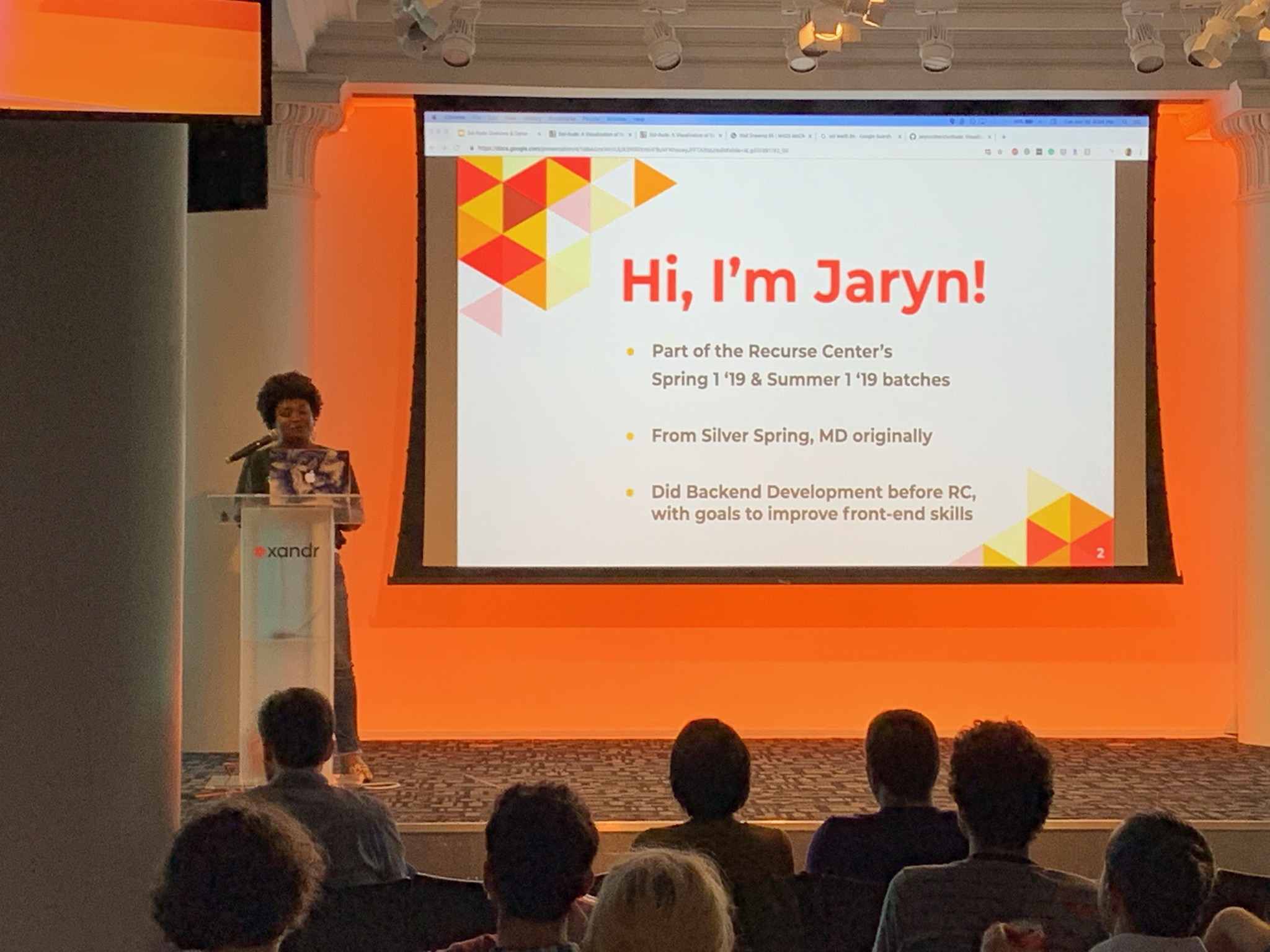 Image of Jaryn Giving Talk at Localhost